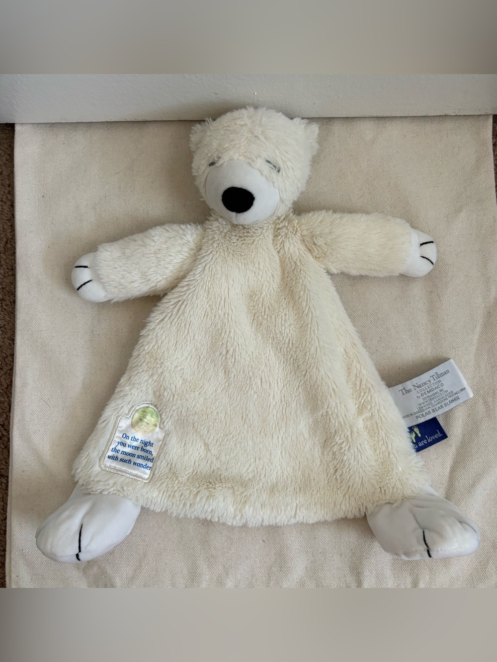 DEMDACO Nancy Tillman Polar Bear Blankie Plush Security Blanket Lovey